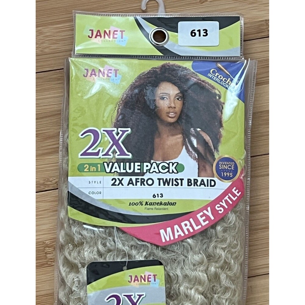 Janet Blonde Afro Twist Braid Kanekalon Hair Extensions 2x Pack Marley Style